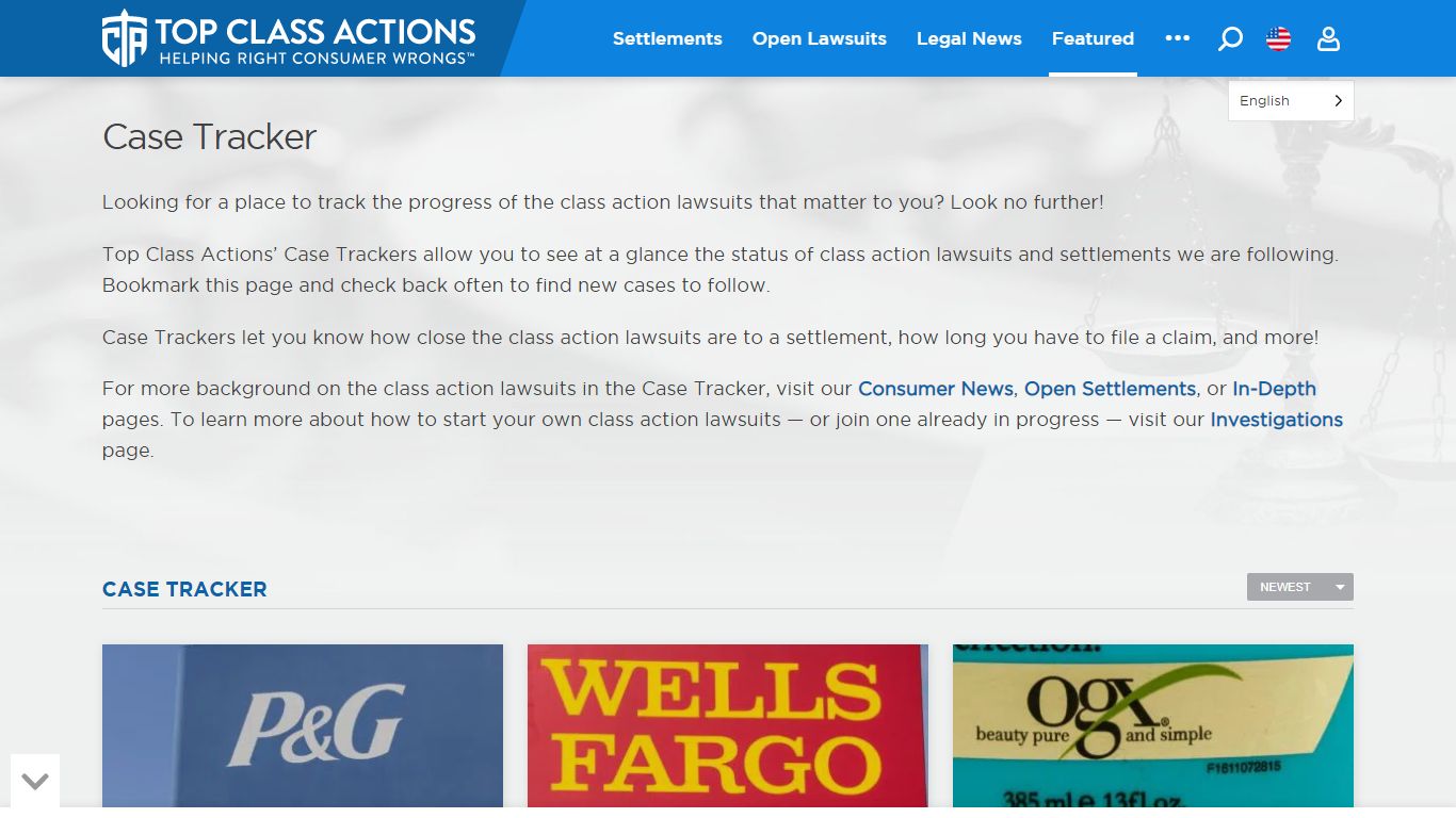Case Tracker Archive - Top Class Actions